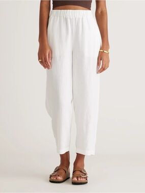 Quince 100% Linen Women's White Elastic-Waist Blend Pants